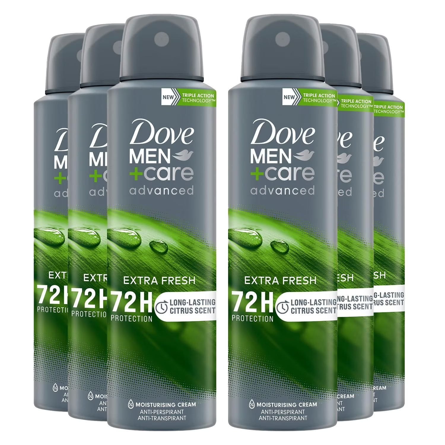 Dove Men+Care Extra Fresh Antiperspirant Deodorant Spray for Men, 150 ml (6 Pack), 72H Odor & Sweat Protection