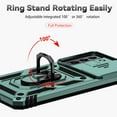 thumbnail image 4 of Heavy Duty Armor Case for Samsung Galaxy S23 Plus, Rugged PC Soft TPU Military Grade Shockproof Metal Magnetic Car Mount Shockproof Cover with Camera Lens Sliding Ring Holder Bracket Case,Green, 4 of 8