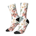 thumbnail image 2 of Uemuo Lilies Flowers Pattern Women's Crew Socks, Soft Durable Breathable Moisture-Wicking with Odor Control Cotton socks, 2 of 9