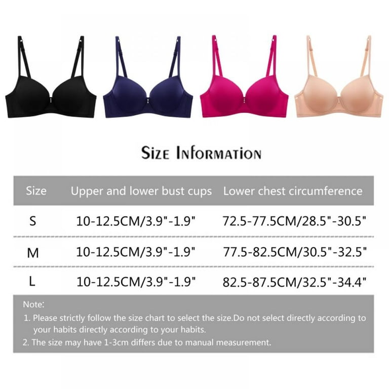 4 Pack Women's Underwear Small Breasts Show Big Thick Cups with Steel Rings  on The Support Anti-sagging Simple Light Surface Gathering Bra Cover 