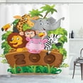 thumbnail image 1 of Ambesonne Zoo Shower Curtain, Happy Animals Fresh Trees, 69"Wx75"L, Multicolor, 1 of 3