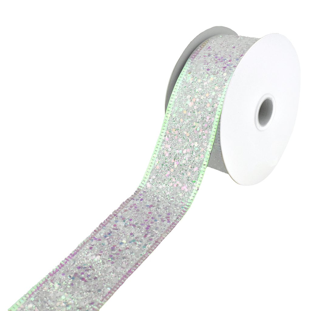 Wired Solid Large Glitter Ribbon Num.9 – 1 1/2″ or Num.40 – 2 1/2″ Ribbon –  10 yd – Mum Supplies.com
