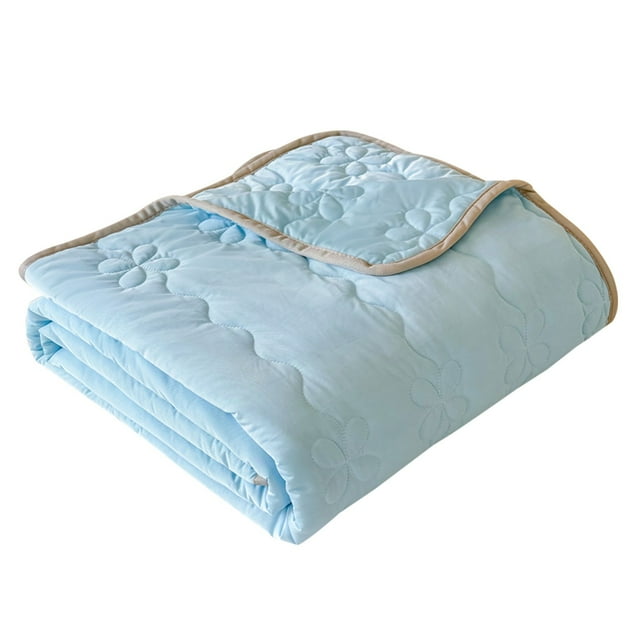 Fesfesfes Solid Color Washed Cotton Summer Cooling Quilt Washable Summer Comforter Soft and Breathable Cotton Quilt for Hot Weather