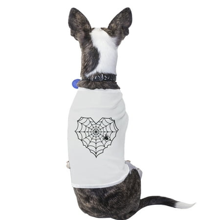 Heart Spider Web White Small Pet Shirt Halloween Costumes For Pets