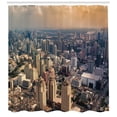 thumbnail image 1 of Modern Shower Curtain, Aerial View of Bangkok City Metropolis Big Town Foggy Air Asian Panorama Art, Fabric Bathroom Set with Hooks, 69W X 75L Inches Long, Cream Dust Peach, by Ambesonne, 1 of 3