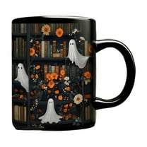 YingYouFu Ghost coffee mug, Halloween gift ceramic beverage cup, 11Ozs scary face drinkware, kitchen office novelty item, B