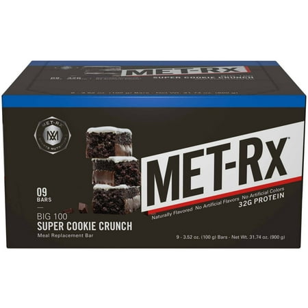 Diet Bar Cookie - MET-Rx Big 100 Protein Bar, Super Cookie Crunch, 32g Protein, 9 Ct