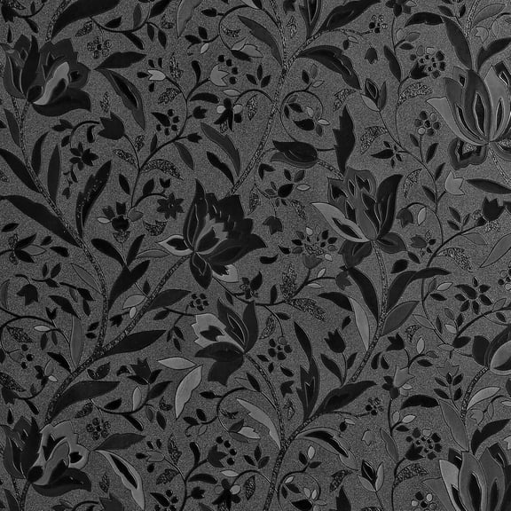 Fancy-Fix Window Film Sun Blocking, Black Privacy Window Film Light Blocker, Stained Glass Thermal Cling Heat Control, Room Darkening Glass Sticker for Door Covering, 35.4" x 78.7"