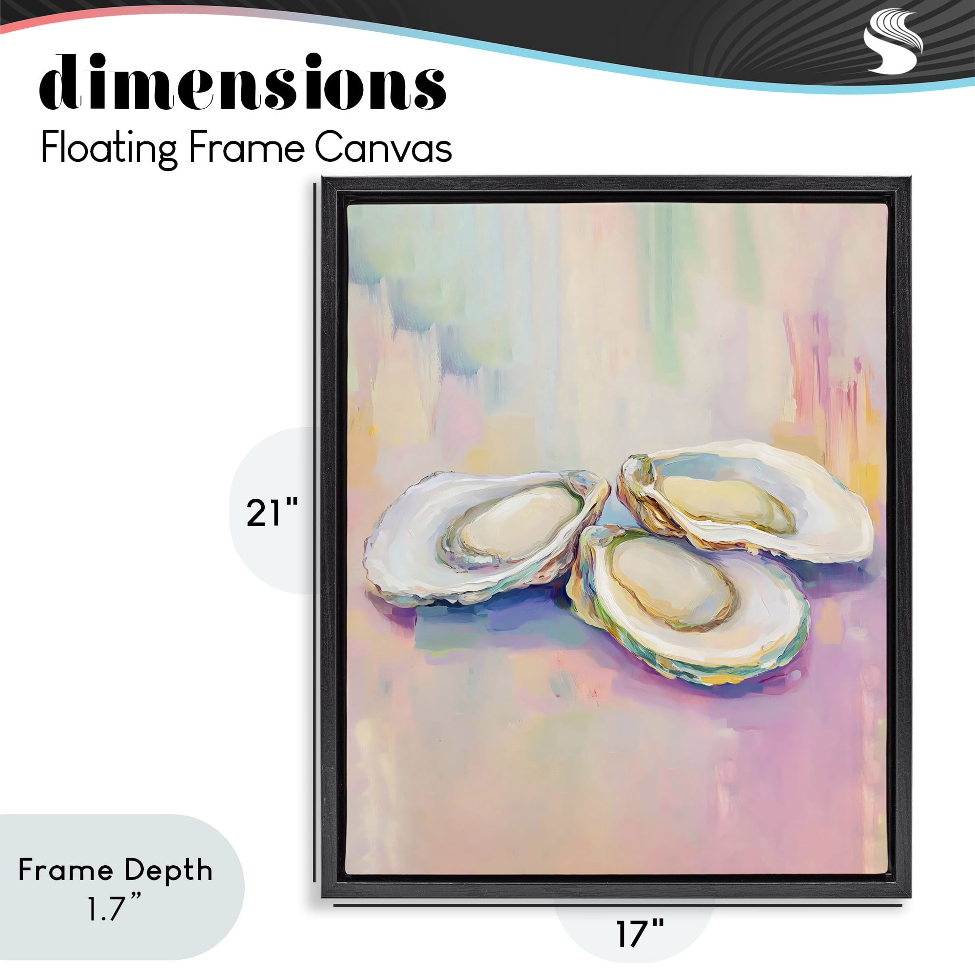 Stupell Industries Pastel Oysters Harmony Black Framed Floater Canvas Wall Art, design by The Prints Vibe
