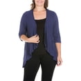 thumbnail image 1 of 24seven Womens Elbow Length Cardigan Sweater, Blue, Plus Size, 1X, 1 of 1