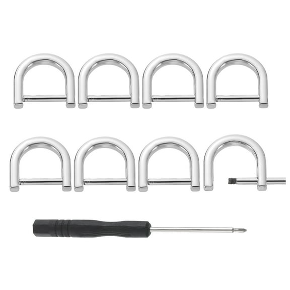 D-Rings Screw in Shackle, 8Pack 12mm U Shape D Ring for Purse DIY, Silver