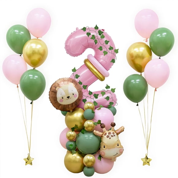Globos de fiesta Wuokkig Jungle Safari con diseño de animal rosa para cumpleaños