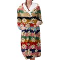 thumbnail image 1 of Women's Fleece Plush Robe Long Warm Plush Bathrobe Loungewear Jacket Printed Comfort Robe, 1 of 5