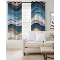 thumbnail image 2 of Blue Beige Ombre Blackout Curtains 72 Inches Long for Bedroom, Moire Geometric Abstract Modern Thermal Insulated Room Darkening Black Out Window Curtain Panels Grommet Drapes for Living Room, 2 of 8