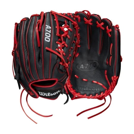 Wilson 2022 A700 Gant de Baseball Extérieur 12 Pouces" - Noir/rouge, Lancer Main Droite