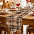 thumbnail image 2 of Orange Blue Checkered Table Runner Linen Burlap Table Runner 72 Inches Long Fall Farmhouse Buffalo Plaid Dresser Scarves for Kitchen Island Coffee Dining Room Party Wedding Holiday Decoration 14"x72", 2 of 8