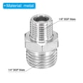thumbnail image 2 of 1/8 to 1/4 Air Brush Hose Adapter, 1PCS 1/8" BSP Male to 1/4" BSP Male Fitting Conversion Adapter Nipple Metal Connector, 2 of 5