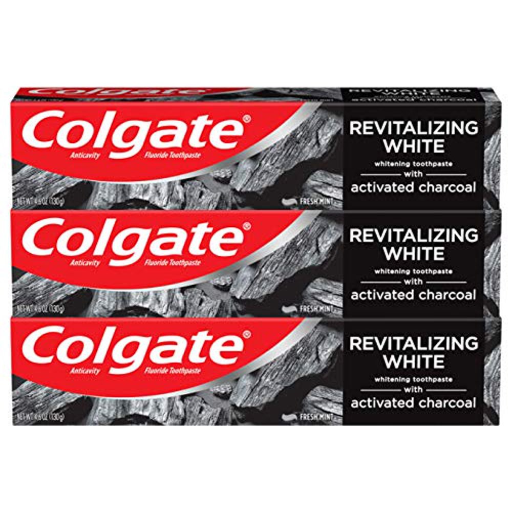 Colgate Activated Charcoal Teeth Whitening Toothpaste with Fluoride, Natural Mint Flavor, Vegan