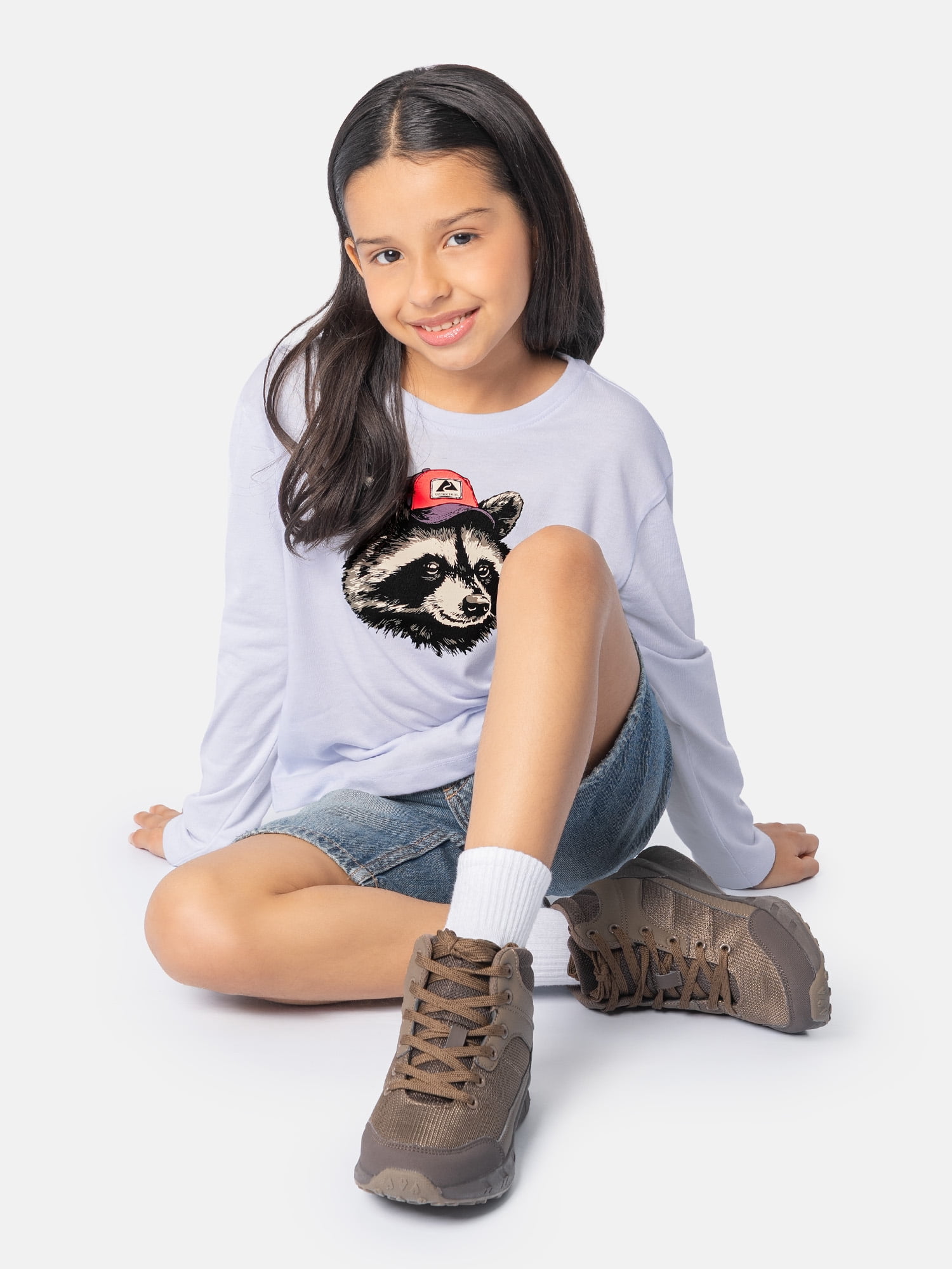 Ozark Trail Girl's Graphic Long Sleeve Tee, Sizes 4-18 & Plus