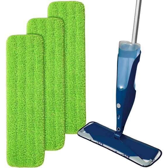 18 Inch Reusable Microfiber Mop Pads,Flat Mop Head,Wet & Dry Home & Commercial Cleaning Refills Fit for Most Microfiber Flat Mop System(3 Pack Green)
