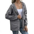 thumbnail image 3 of Veste à Capuche pour Femmes Imperméable à Cordon, Manteau de Pluie de Randonnée, Manteau d'Extérieur, Manteau de Sport de Plein Air, 3 of 6