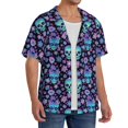 thumbnail image 2 of Gukieu Funny Skull Flower Print Men's Short-sleeved Shirts, Button-down Pocket Shirts, T-shirts, Beach Vacation Travel Summer Clothing-3X-Large, 2 of 5