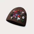 thumbnail image 1 of 1pc Multicolored Button Wool Knitted Pile Hat With Big Head Circumference For Autumn And Winter, 1 of 4