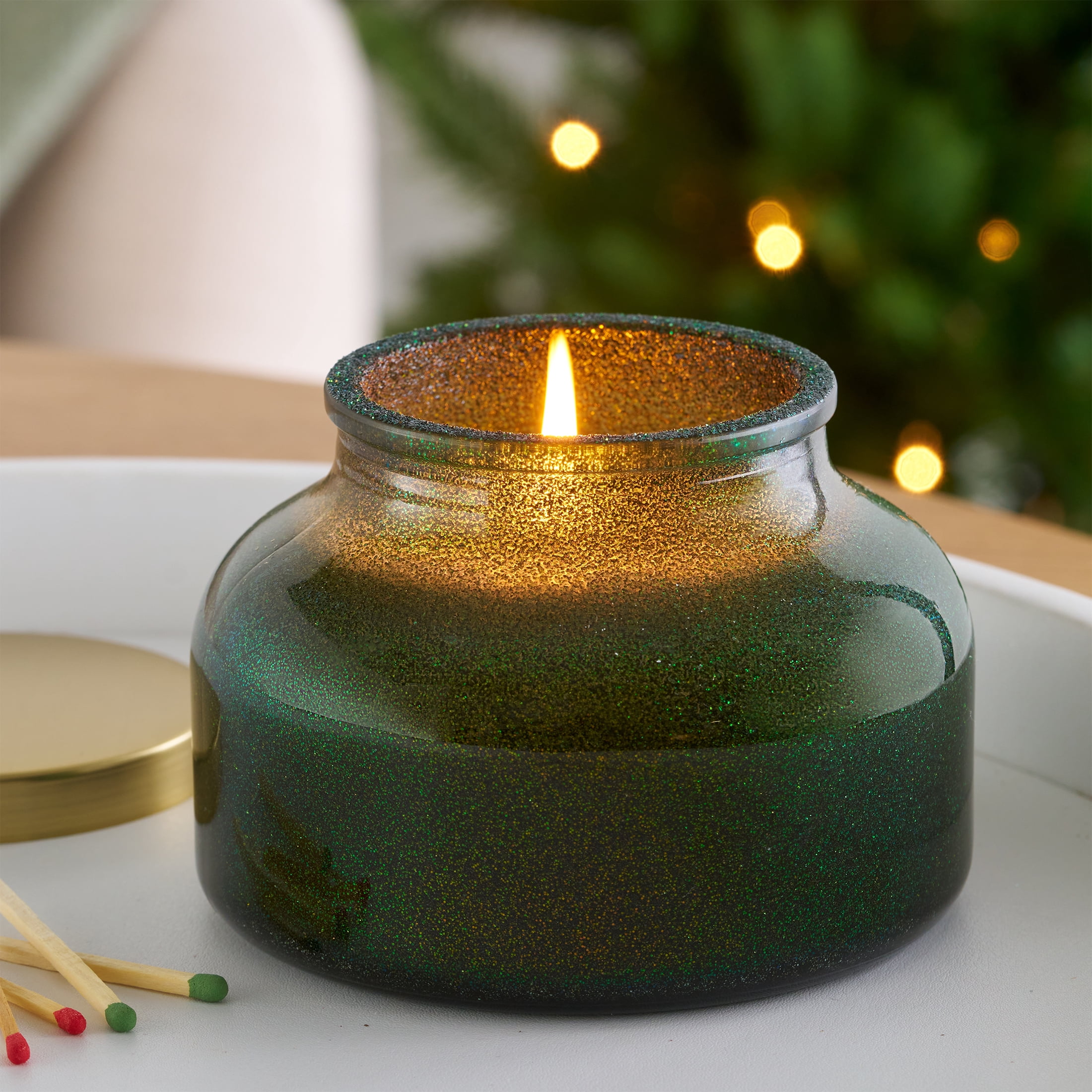 Better Homes & Gardens 1-Wick Holiday Scented Glitter Jar Candle, Noble Fir and Pine, 12oz.