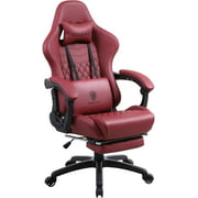 Dowinx Gaming Chair Office Desk Chair with Massage Lumbar Support, with Retractable Footrest (Red)