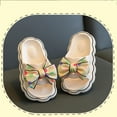 thumbnail image 5 of ZACPNCV Girls Bow Slippers Cute Flip Flops Summer Cushion Thick Sole Large Bow Cloud Slides Home Sandals Beige 3.5-4 Years, 5 of 6