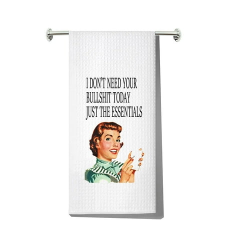 

LEVLO Retro Sassy Housewife Kitchen Towel Retro Gift for Women I Don t Need Your Today Just The Essentials Dish Towel (I DON T NEED Towel) C43
