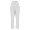 thumbnail image 4 of SELONE White White Mid Waist Lounge Pants with Pockets Elastic Waist Cropped Trouser Pants Casual Beach Pants Drawstring Solid Soft Tapered Lightweight Comfy 3XL Tall Breathable Summer Clothes, 4 of 5