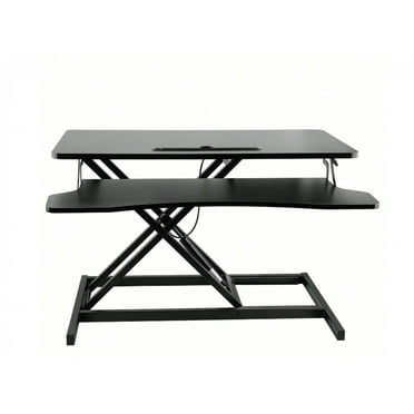 Height Adjustable Stand Up Desk Converter 32 Inch , Quick Sit To Stand Tabletop Dual Monitor Riser Workstation, Black