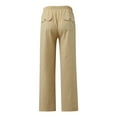 thumbnail image 4 of WTXUE Women's Pants, Womens Trousers Womens Printing Casual Loose Pants with Pockets Elastic High Waist Paper Bag Pants Linen Pants, Slacks Linen Pants Women Pantalones De Mujer, 3-Khaki, 4 of 6