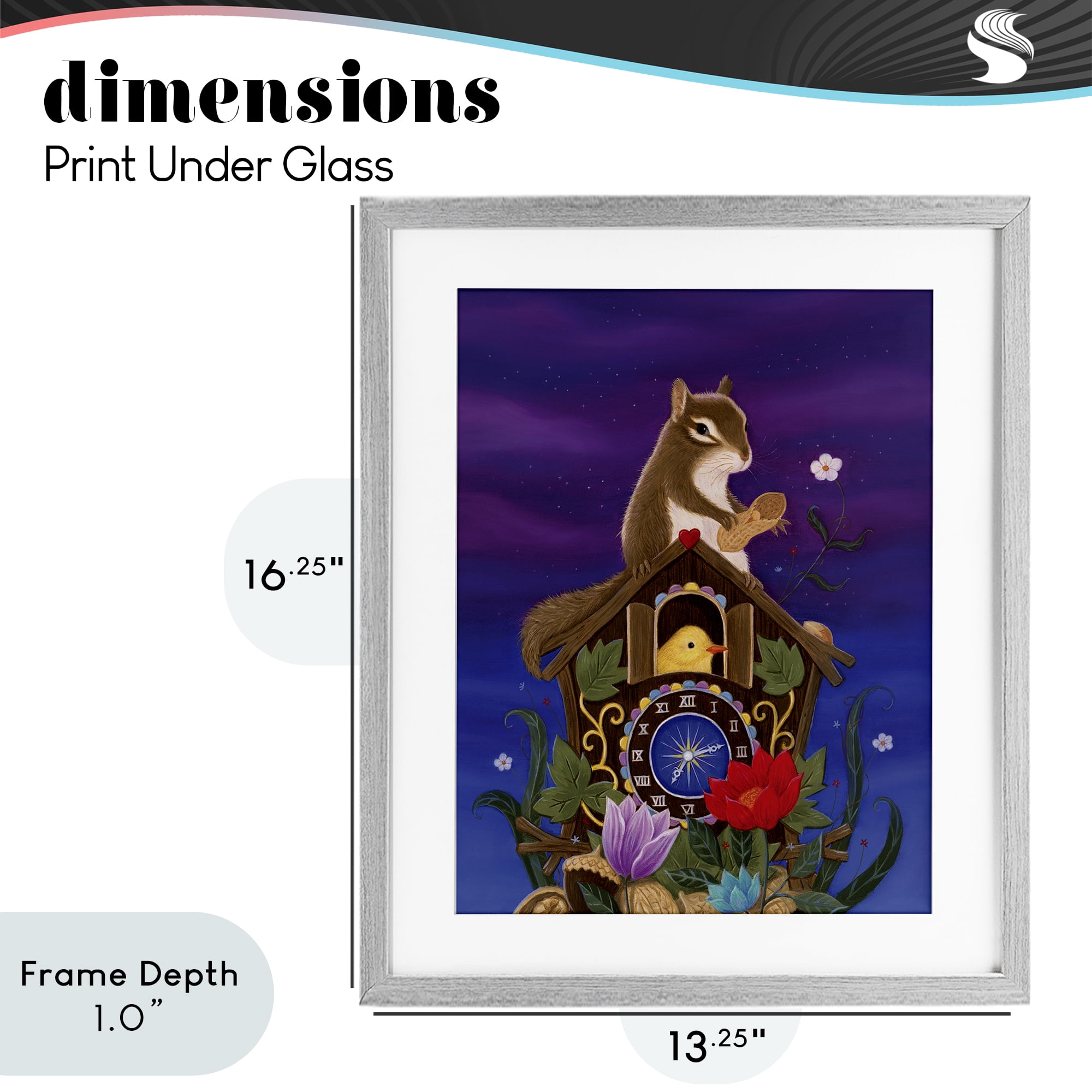 Stupell Industries Nighttime Snack Squirrel Gray Framed Print Under Glass, design by Gina Matarazzo