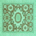 thumbnail image 1 of Ahgly Company Machine Washable Indoor Square Abstract Turquoise Blue Modern Area Rugs, 8' Square, 1 of 4