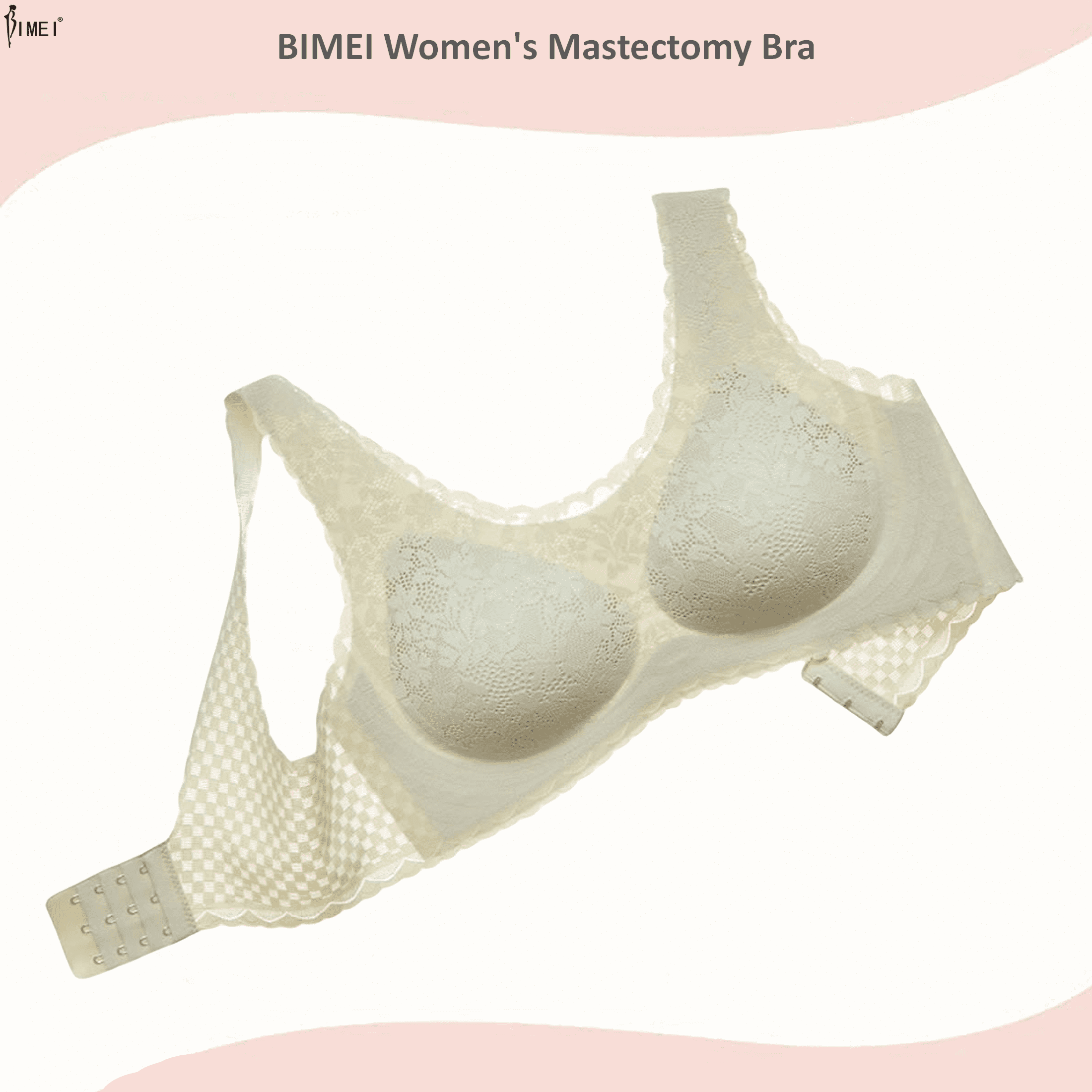 BIMEI Lace Bralettes for Women Mastectomy Bra Breast Prosthesis with Pockets  Wirefree Comfort Everyday Bra,Green,XL 