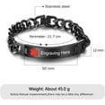 thumbnail image 2 of Custom Emergency Medical Alert Bracelet - Free Engraving, Ships Next Day, Non-Tarnish Titanium Steel, Size 7.5-9.5 inches, Medical ID Bracelet for Men & Women, Durable & Comfortable, 2 of 19
