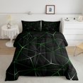 thumbnail image 2 of YST Geometric Comforter Set, Geometry Irregular Diamond Bedding Set For Kids Teens Adult Women, Lightweight Microfiber Quilt All Season - 1 Comforter, 2 Pillow Cases(Black Green, Full), 2 of 5