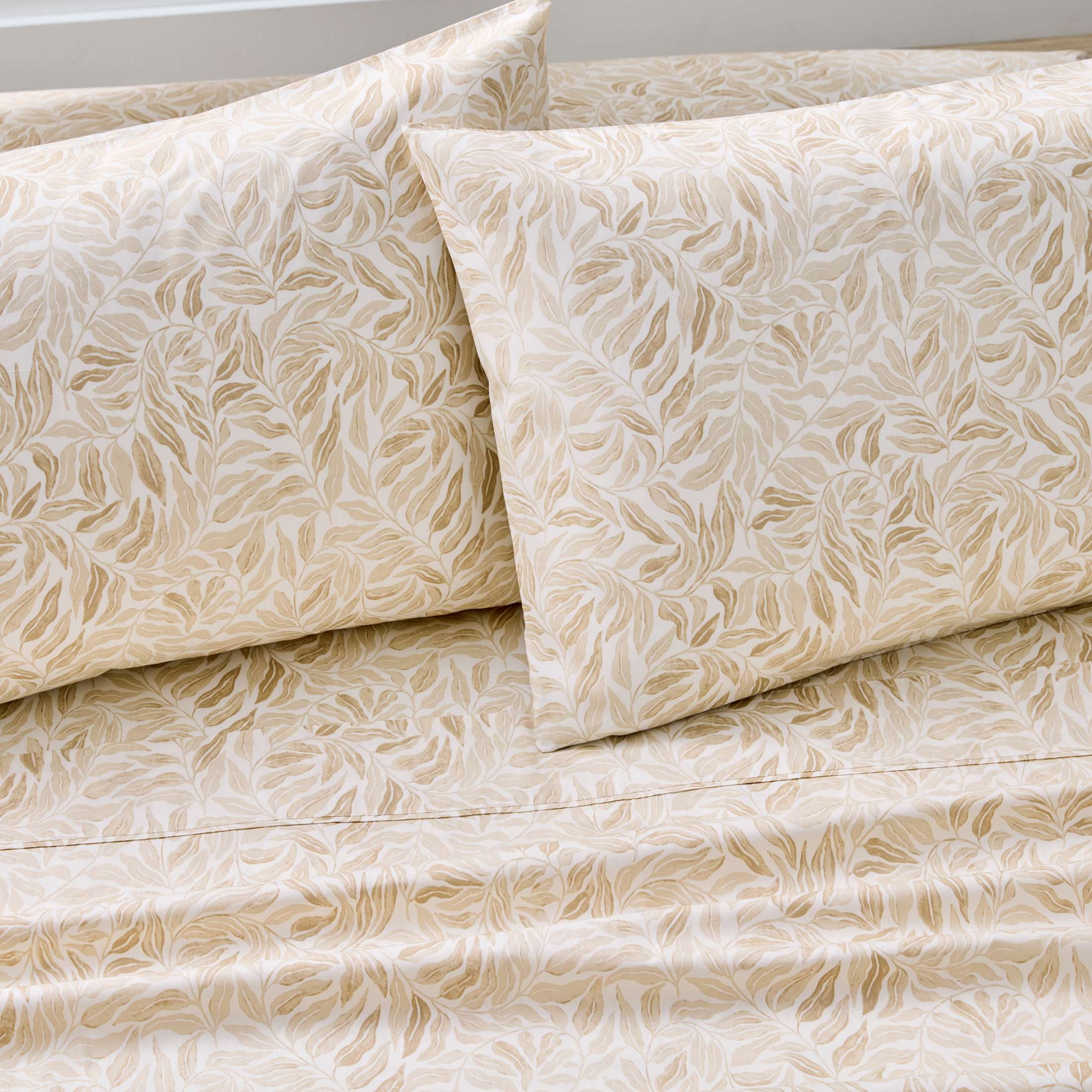 Better Homes & Gardens 2-Piece 300 Thread Count Cotton Percale Vierra Vine Beige Pillowcases, King