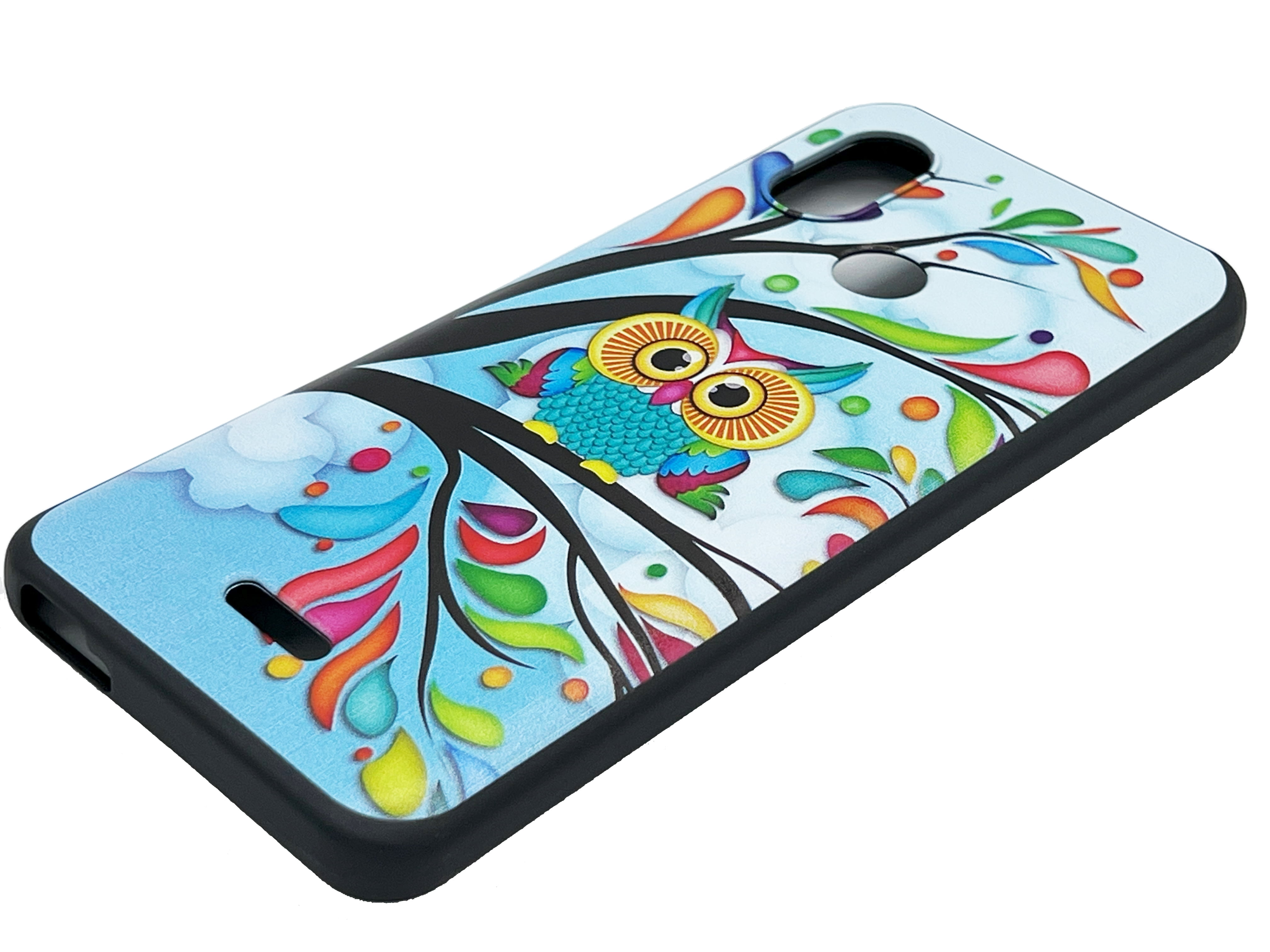 For Hot Pepper Chilaca HPP-L60A TPU 1-Piece Cover Cell Phone Case + Tempered Glass - Owl Design