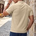 thumbnail image 5 of KLHDSF Men's Textured Knit Polo Shirts 1/4 Zipper Shirts Short Sleeve Casual Lightweight Golf Shirt Khaki XXXL, 5 of 7