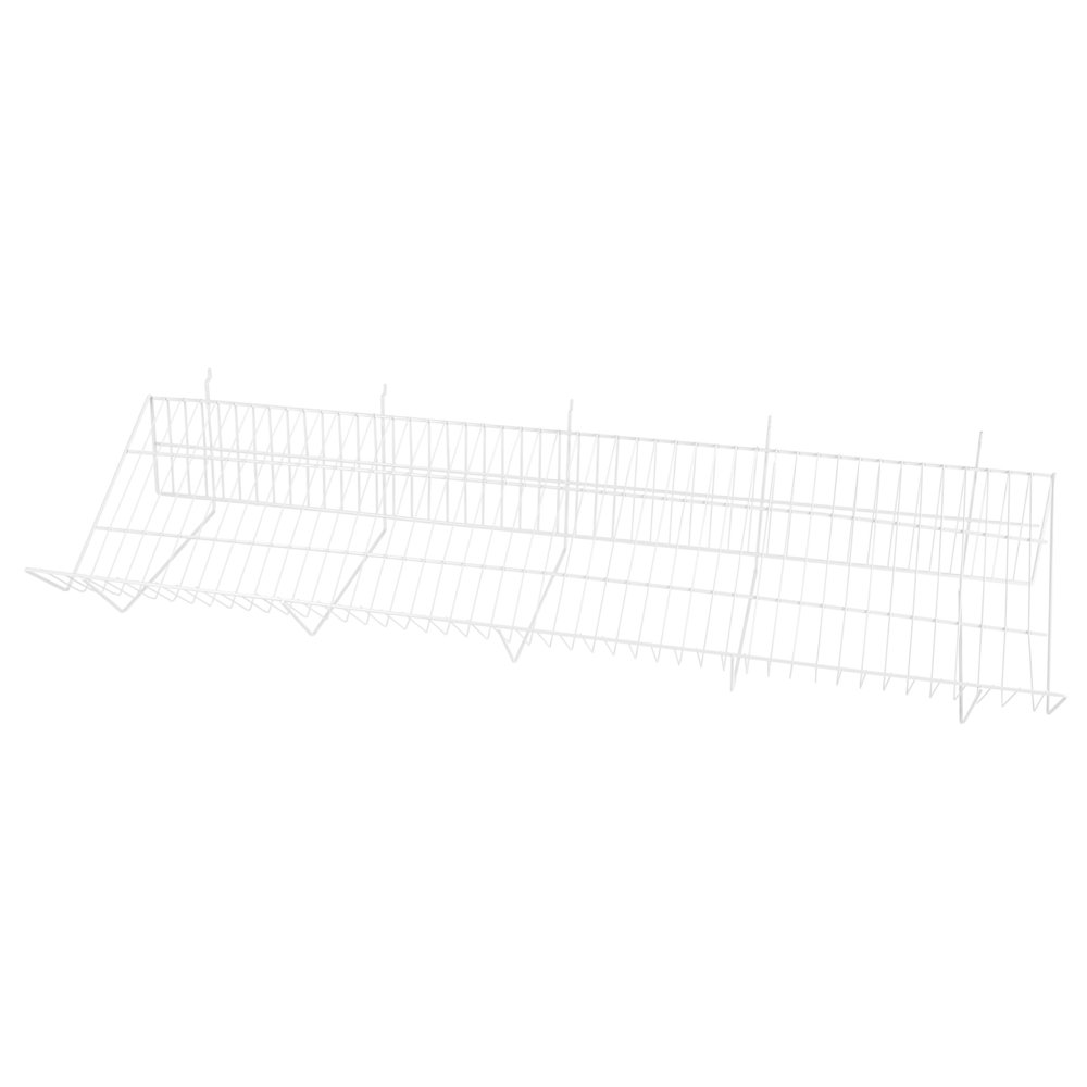 48 x 12 x 6 inch White Downslope Shelf With 4 Inch Slanted Front Lip For Slatwall or Pegboard