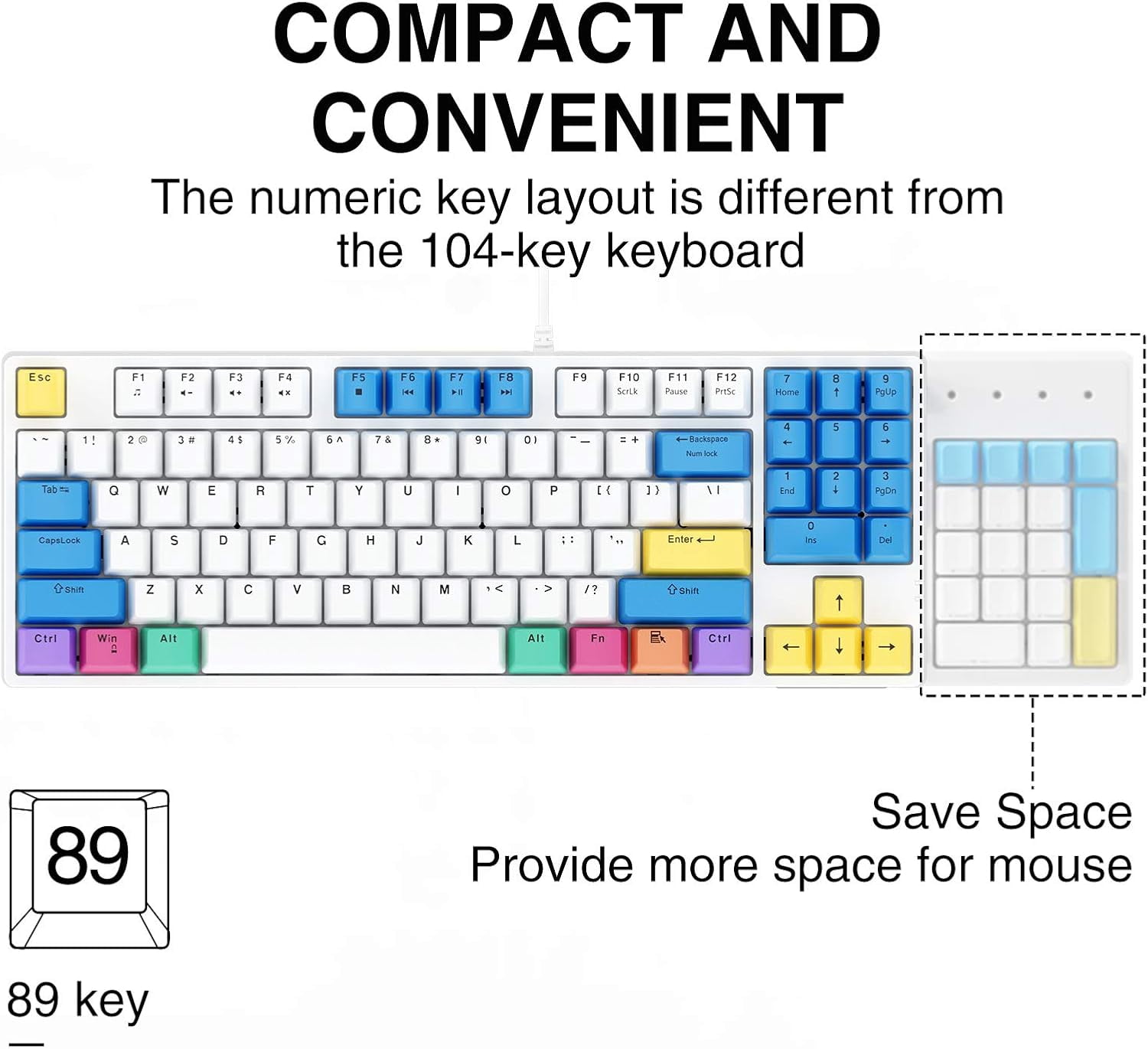 Mechanical Keyboard Wired 87-key Gaming Keyboard Green Axis Keyboard Suitable for PC Game Player Computers
