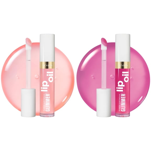 Revlon Super Lustrous Glimmer Nourishing Lip Oil, Candy Heart 001 & Gone Rose 004, Pack of 2