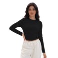 thumbnail image 3 of Women's Long Sleeve Tops Casual Going Out Crop Tops Basic Layering Workout Tight Slim Fitted Cropped T Shirts Trendy, 3 of 6