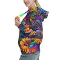 thumbnail image 2 of Daiia Psychedelic Sunflowers Pattern Women's Fashion Hoodies & Sweatshirts with Kangaroo Pocket Hooded Sweatshirt with Eye-catching Drawstrings-X-Large, 2 of 7