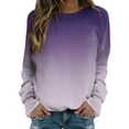 thumbnail image 2 of Purple Womens Fall Tops Womens Autumn Winter Fashion Gradient Print Hoodless Sweatshirt Long Sleeve Pullover Sweaters for Women, 2 of 4