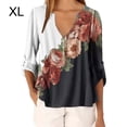 thumbnail image 1 of Blusa Camisa con cuello en V y estampado floral Blusa suelta de manga larga Top de mujer, Blanco, XL seitruly AP002021-36, 1 of 5