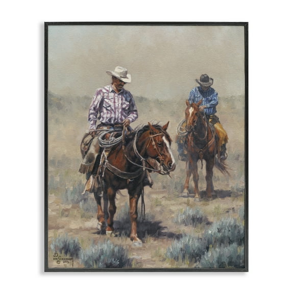 Stupell Industries Dust Bowl Cowboys Animals & Insects Painting Black Framed Art Print Wall Art, 11 x 14
